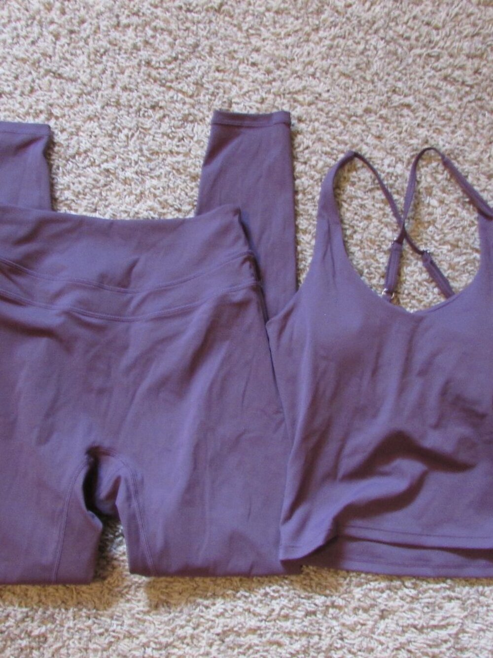 NWOT Small Athletic Apparel Set - Purple Leggings and Pad Bra Tank Top Workout